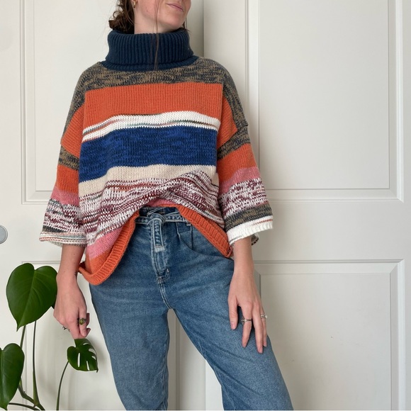 Urban Outfitters Striped Sweater Shirt Wide Sleeves Chunky Knit Long Sleeve - Picture 3 of 16